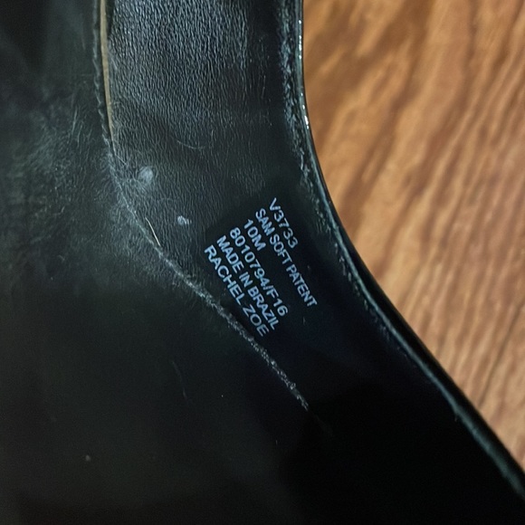 RACHEL ZOE Sam black patent leather 3 strap heeled pump point toe size 10 - Picture 12 of 17